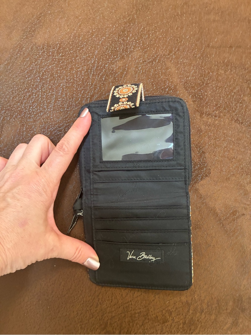 Vera Bradley Black Quilted Wallet in Cafe Latte - Picture 3 of 3